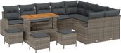 vidaXL Tuinbank - Set - 13-delig - 12 zitplaatsen - Grijs