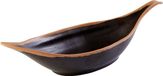 APS Melamine bladschaal "Crocker", 42x14xh9,5 cm, zwart met beige rand, set van 2 stuks