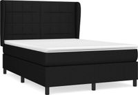 vidaXL Boxspring met matras stof zwart 140x200 cm