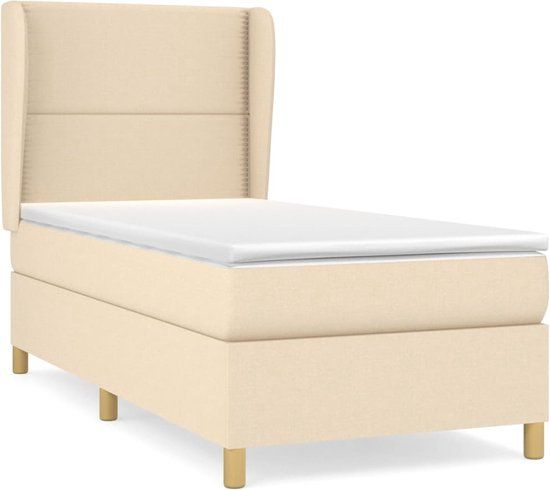 vidaXL Boxspring met matras stof crèmekleurig 90x190 cm