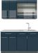 Vicco Fame-Line Enkele keuken – 140 cm, WB Marmer Donkerblauw hoogglans/antraciet