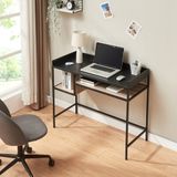 en.casa Bureau Belana 100x43x82 cm zwart en eikenkleurig