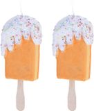 Bellatio Decorations Koopman International 2x Kersthangers/ornamenten oranje kunststof ijsjes 18 cm