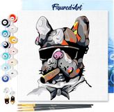 Figured'Art Mini Schilderen op Nummer Volwassenen 20x20cm met lijst Sigarenhond