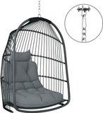 Outsunny Rattan Schommelstoel Staal, PE Rattan 74L x 68B x 105H cm Donkergrijs