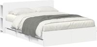 vidaXL Bedframe met opbergruimte en hoofdbord Wit 150 x 200 cm