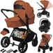 Lionelo Mika Plus - Kinderwagen 3in1 - XXL SET - incl. i-Size autostoel - Bruin Rood - tot 22kg