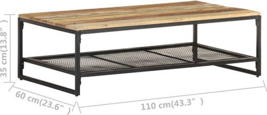 VidaXL Salontafel 110x60x35 cm Massief Hout
