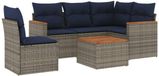 vidaXL Ensemble de banc de jardin 6 pièces avec coussins, polyrotin gris