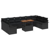 vidaXL Tuinbank Set Zwart Poly Rattan