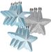 Decoris kersthanger sterren - 12x st - lichtblauw - 7 cm - kunststof - kerstornamenten - kerstversiering