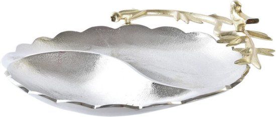 DKD Home Decor Middenstuk - Zilverachtig Gouden Vogels - Aluminium - 43 x 39 x 11 cm