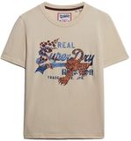 Superdry Tokyo T-shirt met vintage logo en relaxte pasvorm - Dames - T-shirts - Oat Bran - S