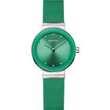 Bering 10129-808 Polshorloge Dames Kwarts Classic Groen/Zilverkleurig Staal/Siliconen
