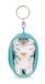 63161 Sleeping Pets Sleutelhanger, sneeuwluipaard, 8 cm, in mand, meerkleurig, pluche metgezel voor rugzak of tas, sleutelhanger voor groot en klein