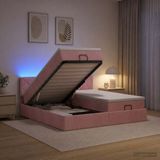 vidaXL Ottomaanse Bed met Matras en LED Roze 200 x 200 cm fluweel
