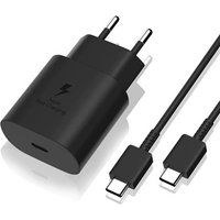 Phonillico® 25W Snellader + USB-C USB-C Kabel voor Samsung Galaxy S25/S24/S24 FE/S23 FE/A25/A54/A34/A14/S23/S22/S22 PLUS/Zflip 6-5-4-3/Zfold 6-5-4-3/S21 FE/S21/S21 PLUS/S21 ULTRA/S20 FE/S20/A53/A52/A16