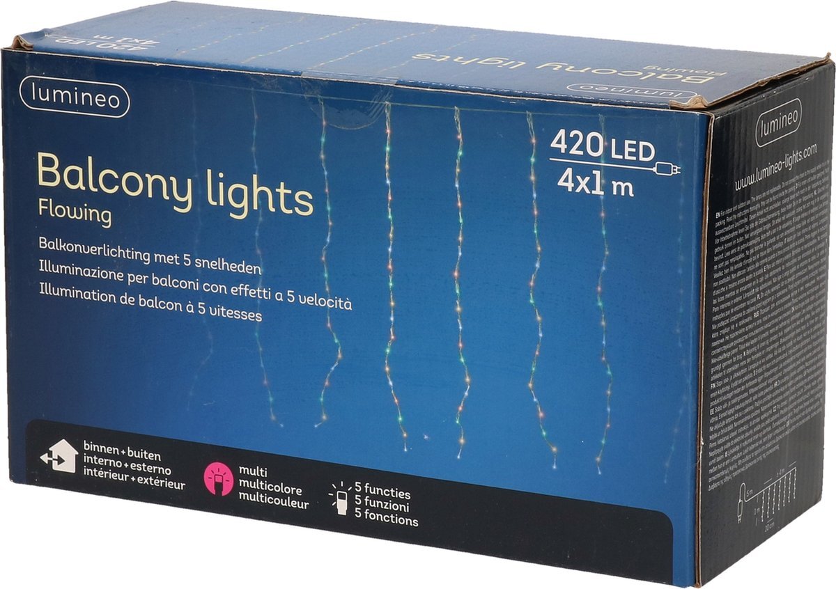 Lumineo Kerstverlichting lichtsnoer voor aan het balkon 420 leds 400 cm - Balkon verlichting