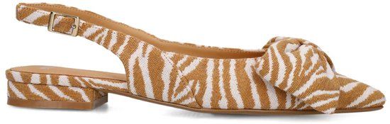 Manfield - Dames - Cognac zebra slingbacks met strik - Maat 42