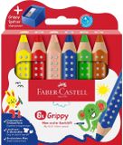 Faber-Castell Grippy XXL Jumbo Kleurpotloden Set met Puntenslijper - 6 Stuks