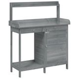 vidaXL Oppottafel met kast 110,5x45x124,5 cm massief vurenhout grijs