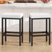 Set de 2 tabourets de bar, 66 cm de haut, blanc, cadre en métal, sans dossier