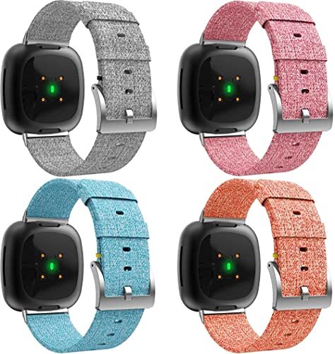 Chainfo Watch Strap compatibel met Fitbit Versa 3 / Fitbit Sense, Watchband Replacement Waterproof Military Style (4-Pack J)