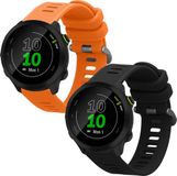 kwmobile 2x horlogebandjes geschikt voor Garmin Forerunner 55 / Forerunner 165 / 245 / 645 / 570 42mm bandje - Smartwatch bandjes van TPU - Activity tracker horloge band in zwart / oranje