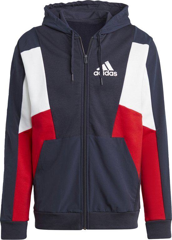 adidas Sportswear Essentials Colorblock Ritshoodie Heren Blauw M