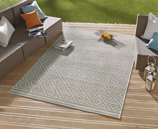 Bougari Vloerkleed - Raute - Grijs creme - 80x150cm - In&Outdoor - Geweven