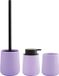 MSV Porte-brosse WC avec distributeur de savon et gobelet - Set de salle de bain Malmo - céramique - lilas violet