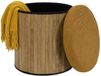 Home Deco Factory Pouf - heritage - jaune - bois/polyester - 38 cm
