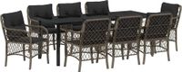 vidaXL - Tuin - Eettafel - Set - 9 - st - Grijs - poly - rattan
