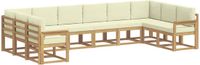 vidaXL Hoek loungeset 10 zitplaatsen Wit en crème Acacia hout