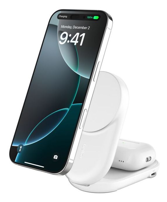 Belkin UltraCharge 25W Qi2 2-in-1 Magnetic Charger - White