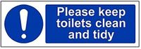 VSafety Houd deze toiletten schoon en netjes bord - 300mm x 100mm - Zelfklevend Vinyl