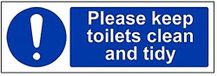 VSafety Houd deze toiletten schoon en netjes bord - 300mm x 100mm - Zelfklevend Vinyl