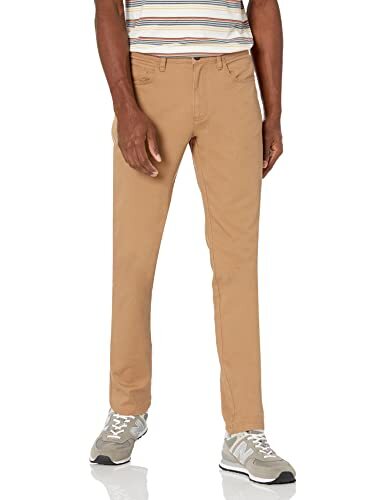 Amazon Essentials Amazon Essentials Men's Chinobroek met 5 zakken, comfortabele stretch en slanke pasvorm (voorheen Goodthreads), Licht kaki-bruin, 33W / 30L