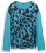 Tom Tailor - Losvallend shirt met lange mouwen en luipaardprint - Maat XS - petrol black big leo print