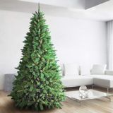 BAKAJI Super dichte kerstboom (TF), groen, milieuvriendelijk pvc, kruisbasis van ijzer, takken met haken, anti-valnaalden, zeer dicht (150 cm (438 takken))