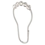 iDesign 76770EU Ringen, metalen en kunststof spanstang, set van 12 praktische douchegordijnhaken met eenvoudige installatie, helder/zilver