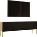 Wotan meuble TV en placage noyer / noir mat, avec pieds couleur or, dimensions : 140 x 52 x 32 cm
