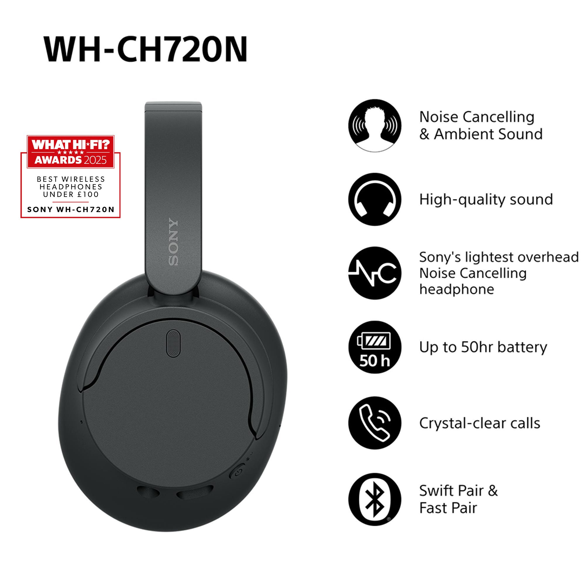 Sony WH-CH720N - Draadloze over-ear koptelefoon met Noise