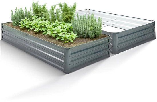 AREBOS Metalen verhoogd bed 2x 180x90x30 cm