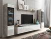 VITTORIO meuble TV set 6 portes béton/blanc laqué avec éclairage