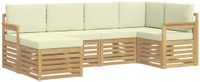 vidaXL - Hoek loungeset - Wit en crèmekleurig - Polyester - 5 zitplekken