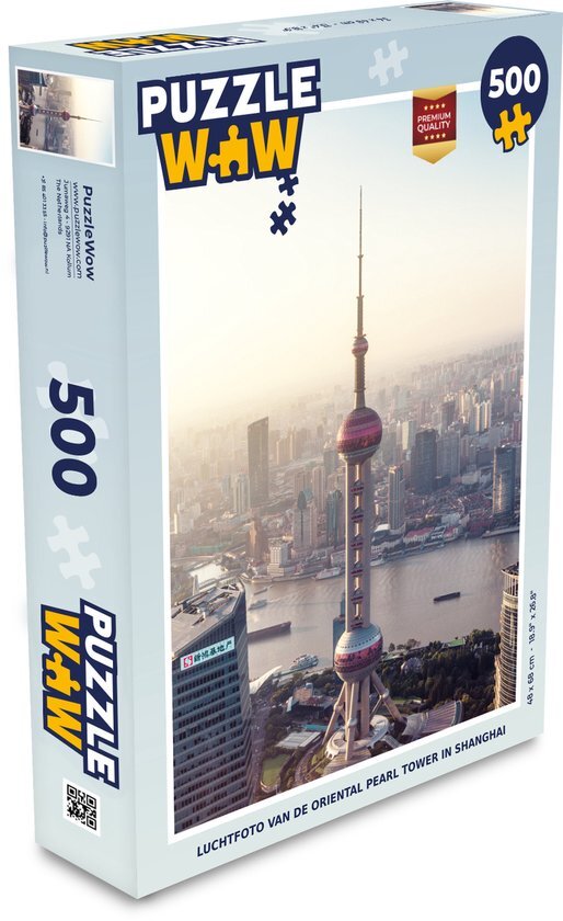 MuchoWow Puzzel Luchtfoto van de Oriental Pearl Tower in Shanghai - Legpuzzel - Puzzel 500 stukjes - Sinterklaas cadeautjes - Sinterklaas voor grote kinderen