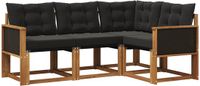 vidaXL Hoek loungeset 4-delig acaciahout naturel en zwart