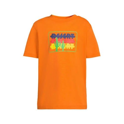 Orange Stars T-shirt oranje Jongens Katoen Ronde hals Printopdruk - maat 98/104
