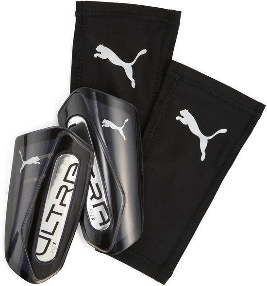 Puma Ultra Flex Sleeve Scheenbeschermers Zwart/Zilver Maat L